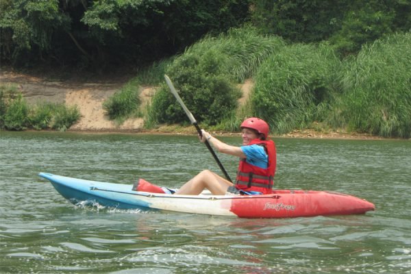 Kayaking around the Pak Ou Caves